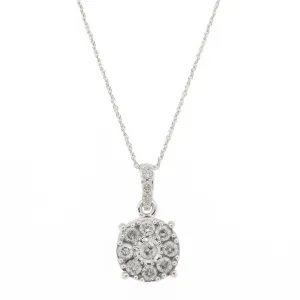 0.33ctw Diamond Accented Pendant in 10K White Gold on 20" Fine Cable Chain in 14K White Gold