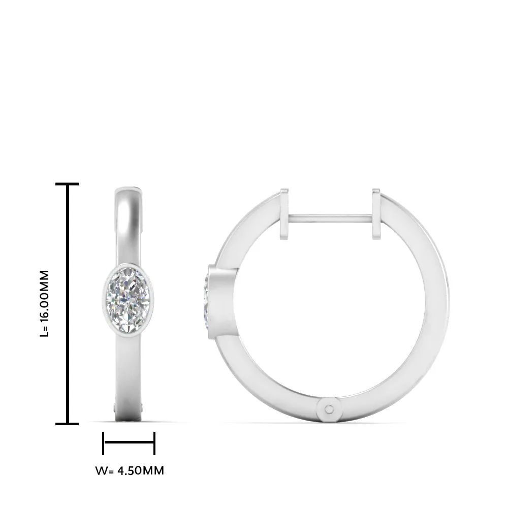 0.50 Carat Lab Diamond Single Oval Bezel Huggie Earring For Women 14K Gold