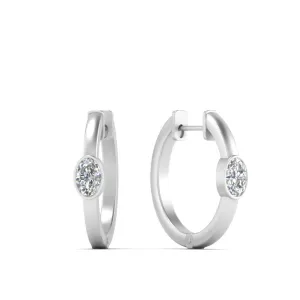 0.50 Carat Lab Diamond Single Oval Bezel Huggie Earring For Women 14K Gold