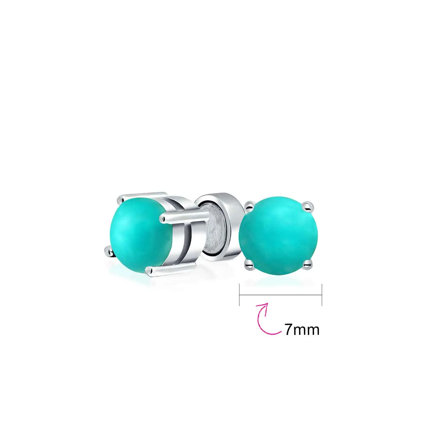 1 CT Round Turquoise Magnetic Clip-On Earrings for Non-Pierced  Sterling Silver