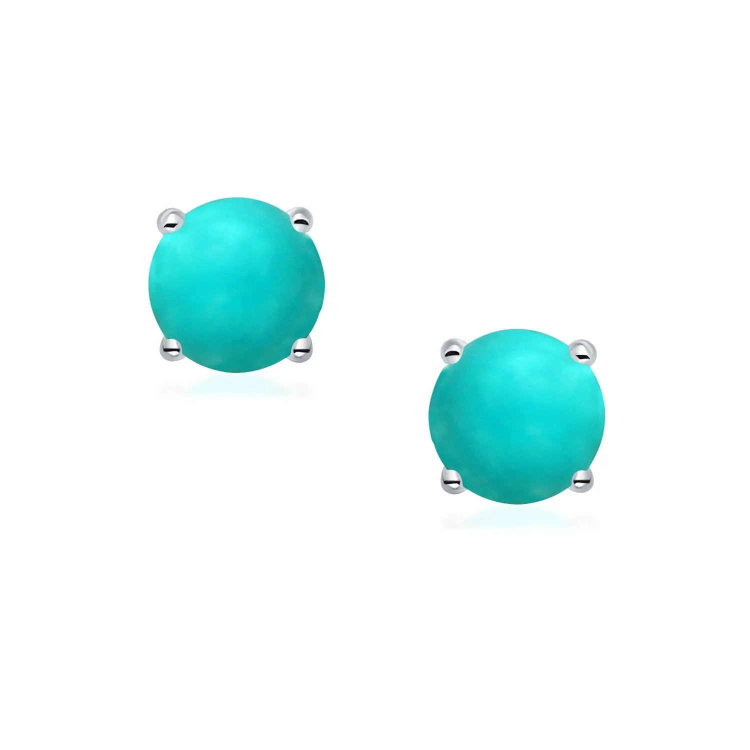 1 CT Round Turquoise Magnetic Clip-On Earrings for Non-Pierced  Sterling Silver