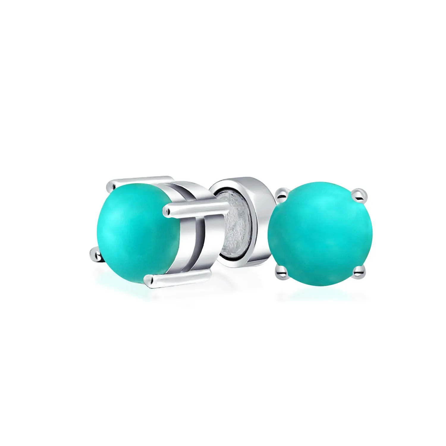 1 CT Round Turquoise Magnetic Clip-On Earrings for Non-Pierced  Sterling Silver