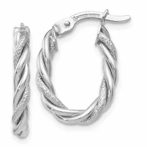 10k White Gold Tube Twisted Hoop Earrings