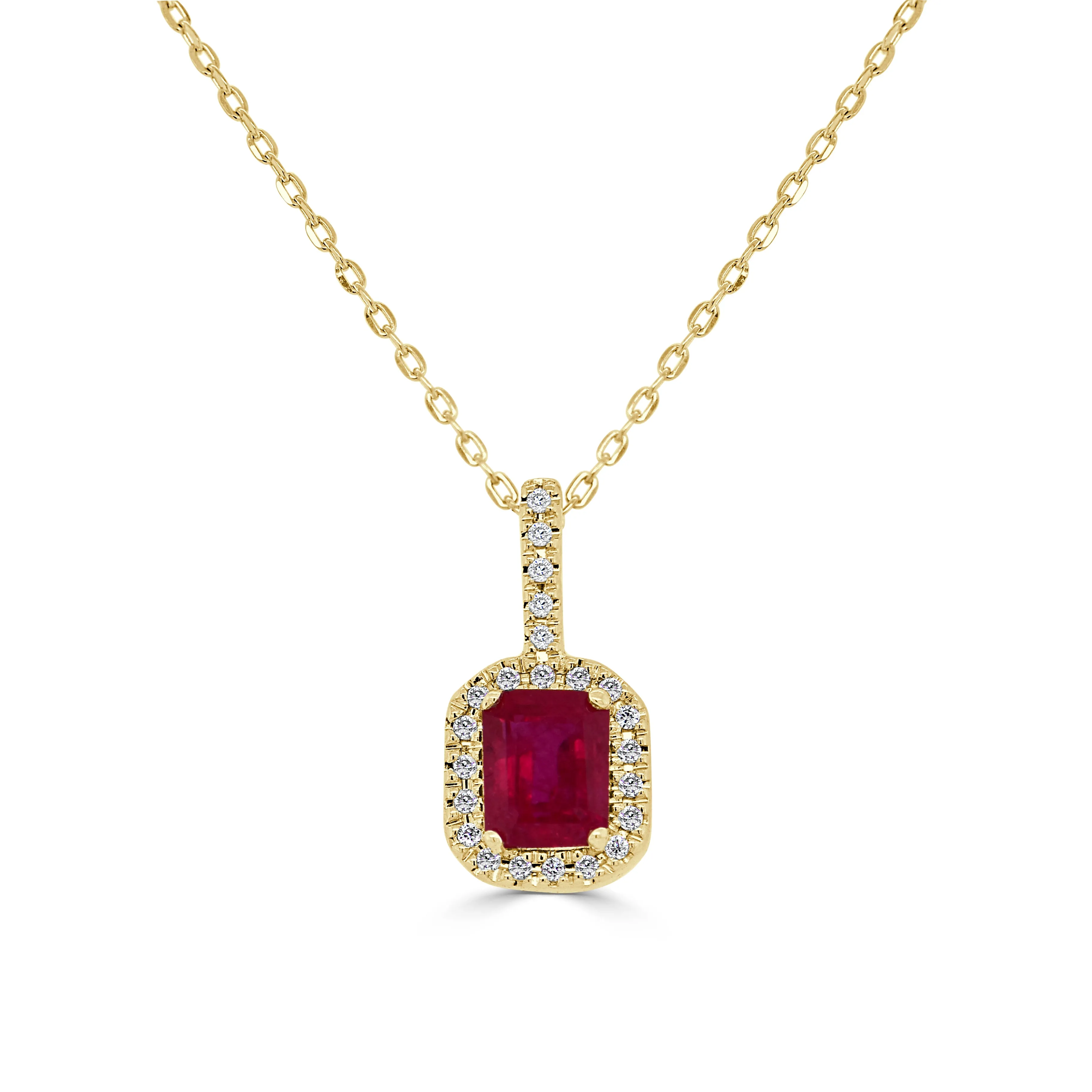 14K Gold, Diamond & Ruby Octagon Pendant