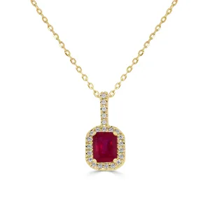 14K Gold, Diamond & Ruby Octagon Pendant