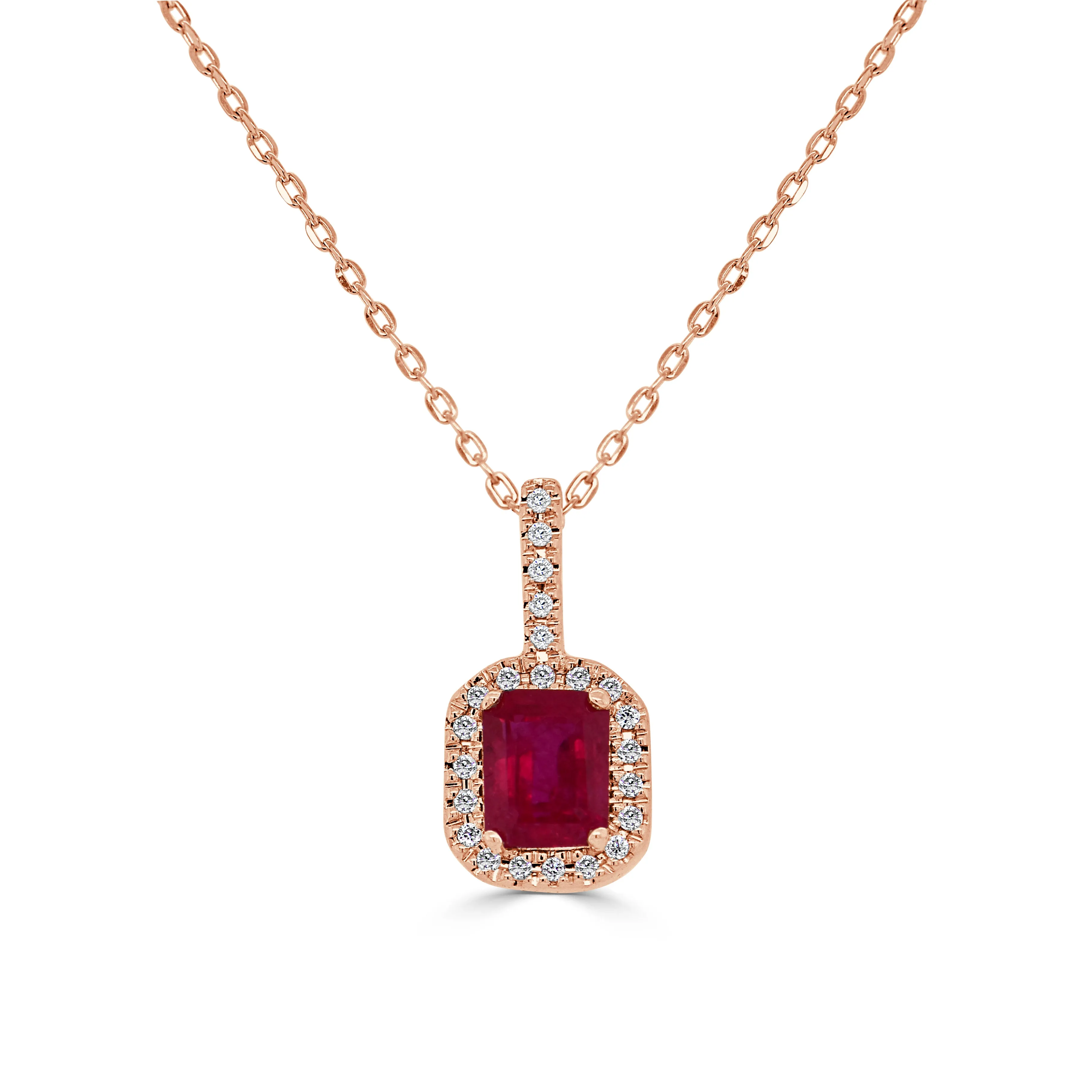 14K Gold, Diamond & Ruby Octagon Pendant