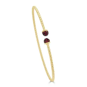 14K Gold Flexible Beaded Ruby Bangle - 0.28ct