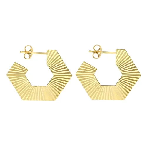 14K Hexagon Hoop Earrings