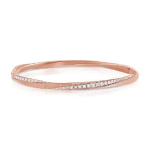 14K Rose Gold Diamond "Twist" Bangle