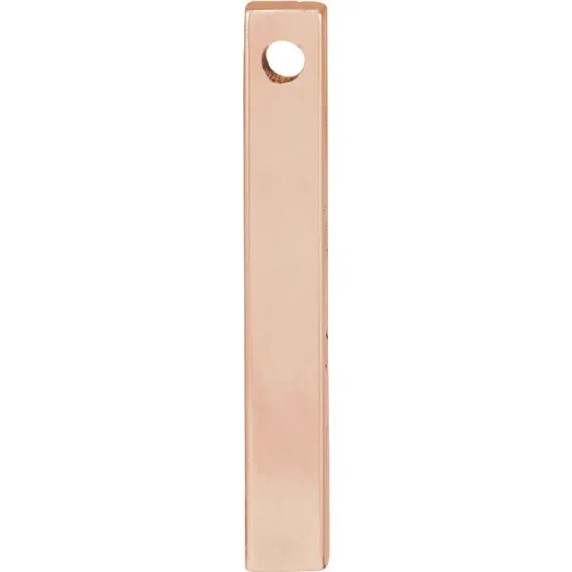 14K Rose Gold Engravable Four-Sided Vertical Bar Pendant