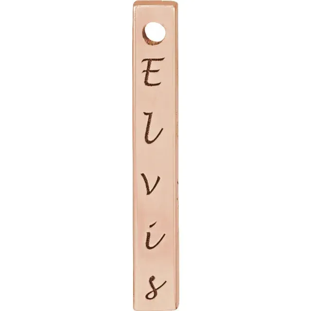 14K Rose Gold Engravable Four-Sided Vertical Bar Pendant