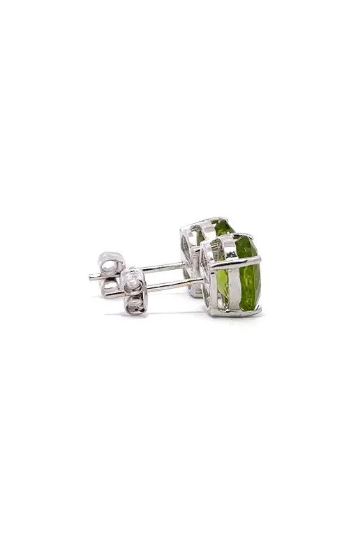 14K WHITE GOLD PERIDOT STUD EARRINGS  G11305