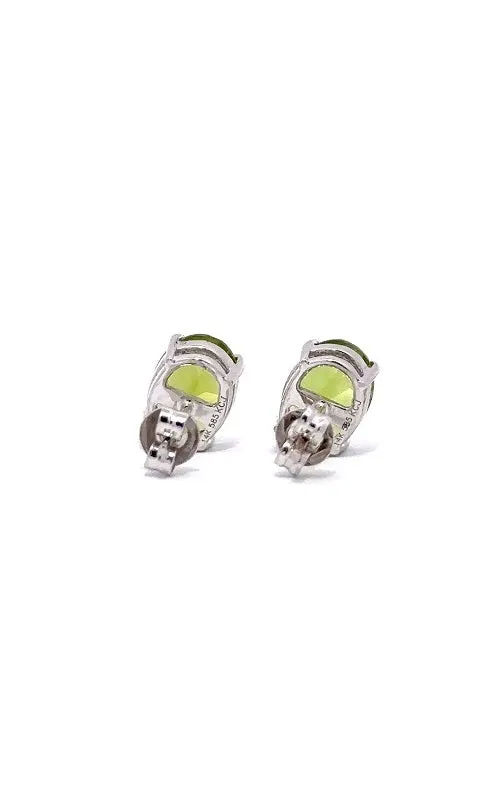 14K WHITE GOLD PERIDOT STUD EARRINGS  G11305