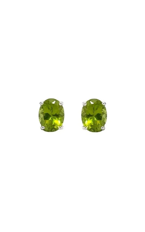 14K WHITE GOLD PERIDOT STUD EARRINGS  G11305