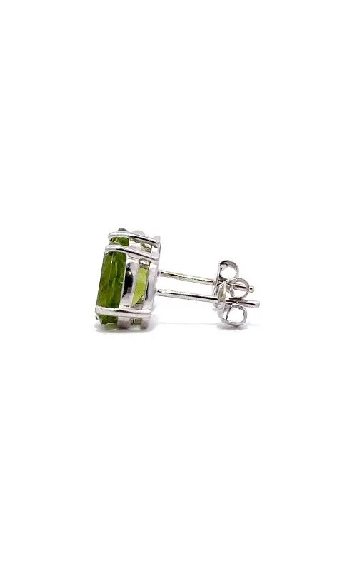 14K WHITE GOLD PERIDOT STUD EARRINGS  G11305