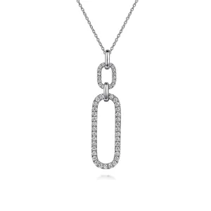 14K White Natural Diamond 17.5 inch Necklace