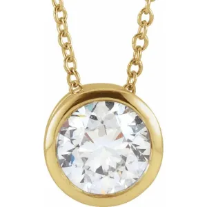 14K Yellow Gold 1/2 CT Lab-Grown Diamond Solitaire 16-18" Necklace