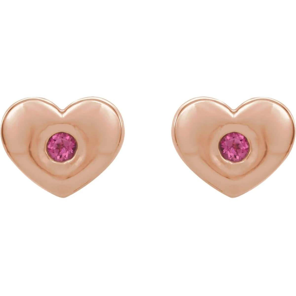 14KT GOLD 0.08 CTW PINK TOURMALINE HEART EARRINGS