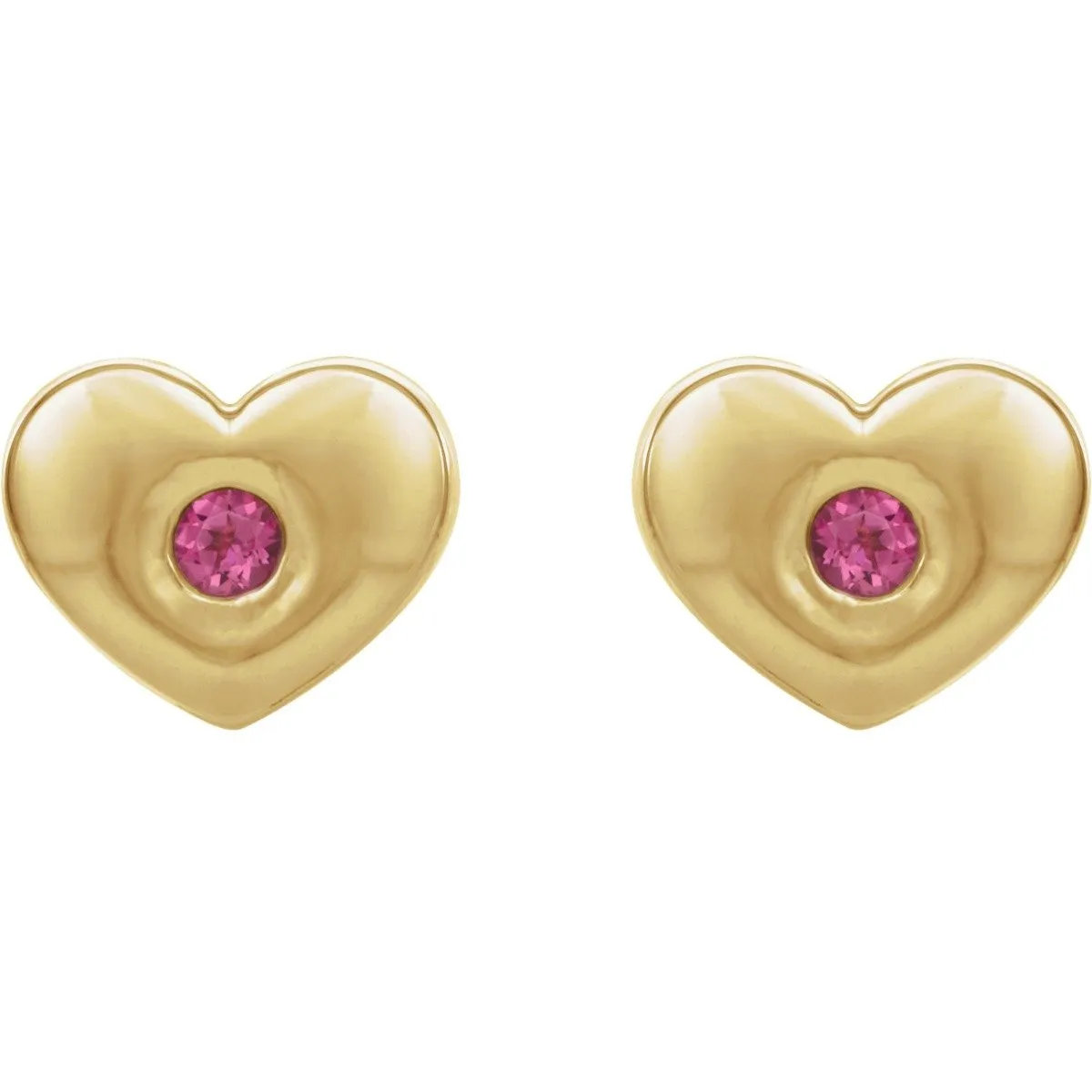 14KT GOLD 0.08 CTW PINK TOURMALINE HEART EARRINGS