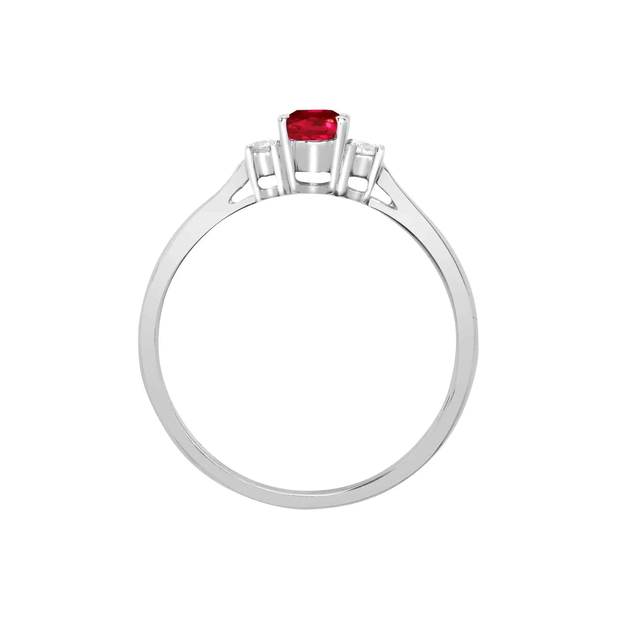 18ct White Gold Diamond And Ruby And 3 Stone Ring