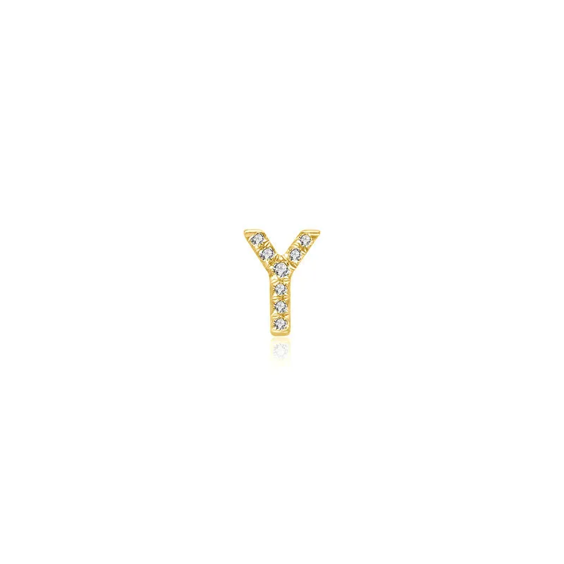 18k Gold Initial Letter "Y" Diamond Pandent   Necklace