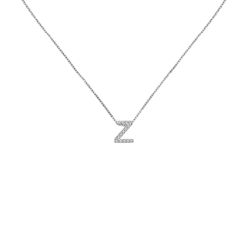 18k Gold Initial Letter "Z" Diamond Pendant