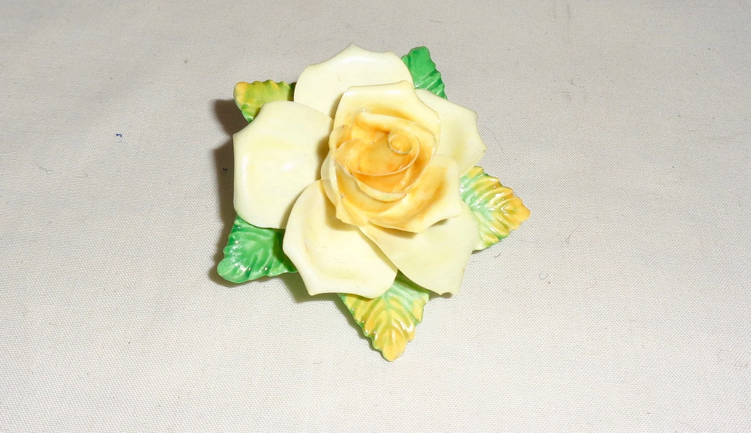 1950s Yellow Rose Coalport Pottery Brooch By D Simmill