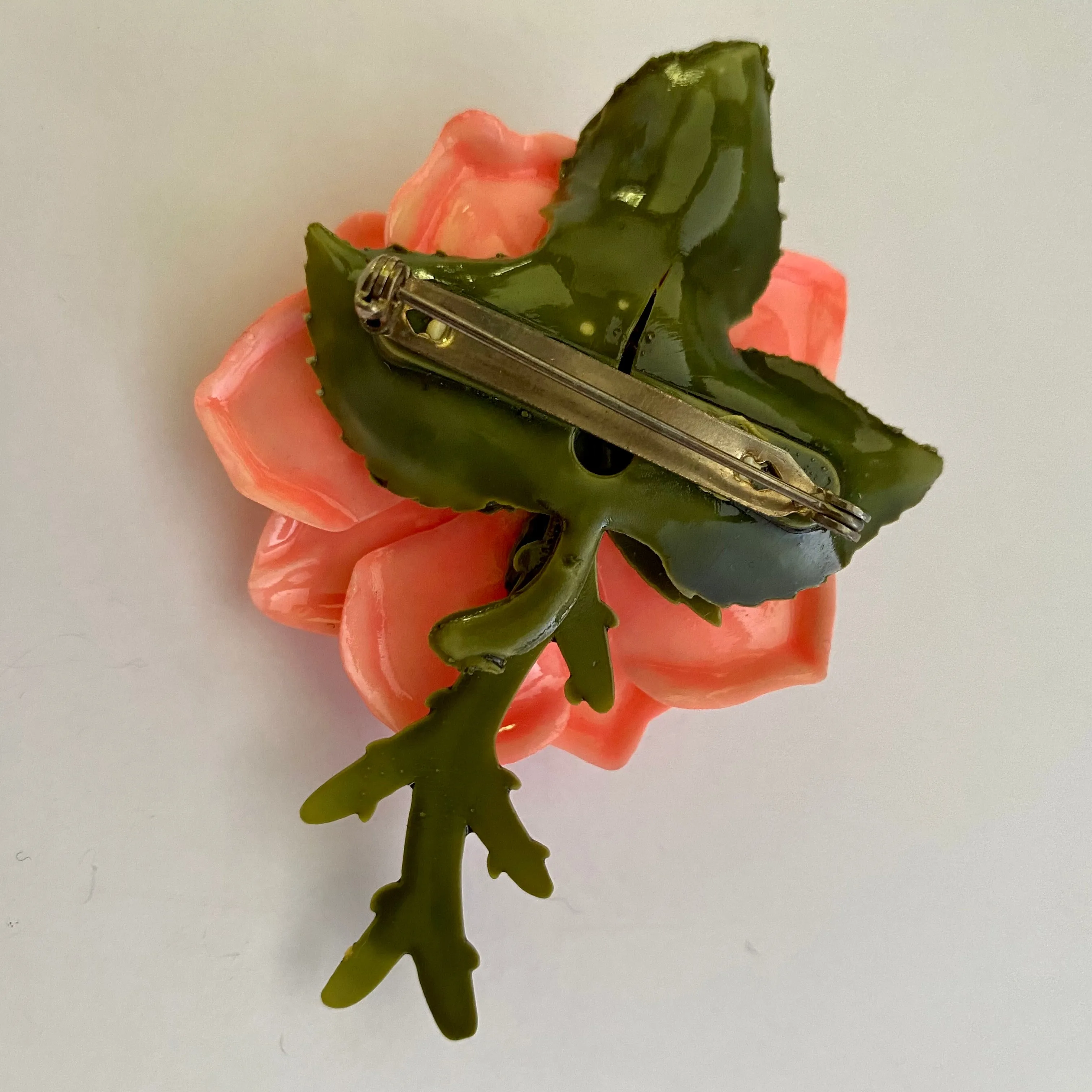 1960s Pink Rose Brooch