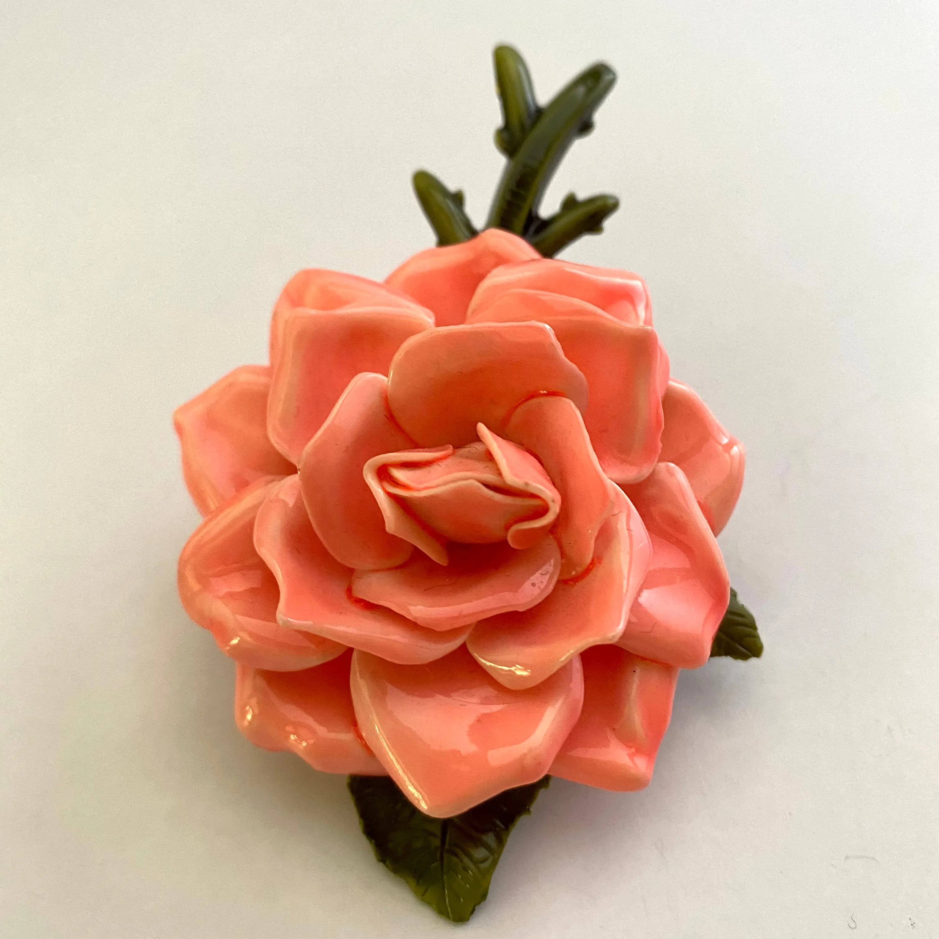 1960s Pink Rose Brooch