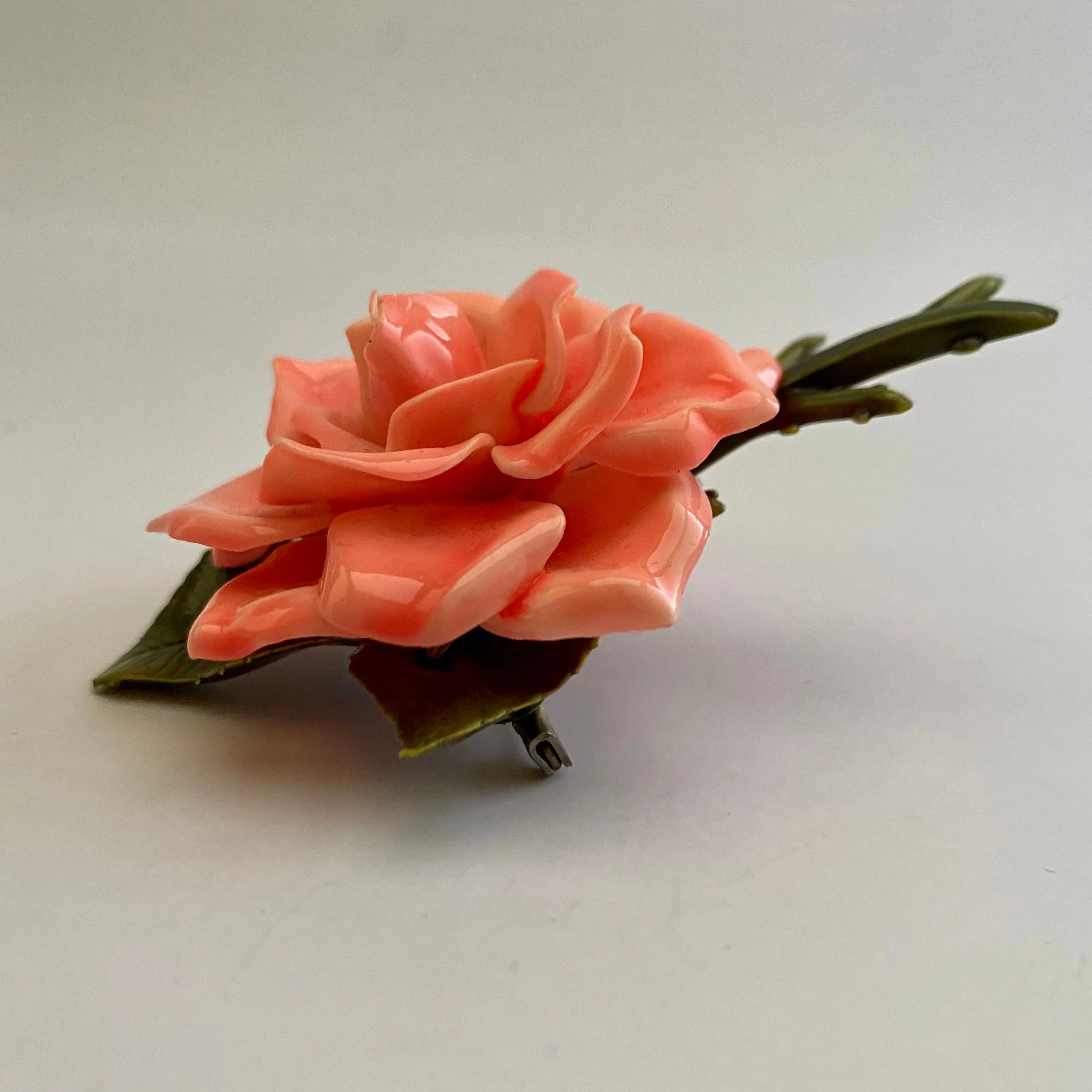 1960s Pink Rose Brooch