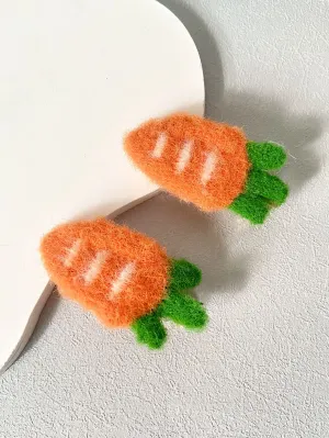 2pcs Fuzzy Carrot Decor Alligator Hair Clip Funny Hair Clip for Women Barrette