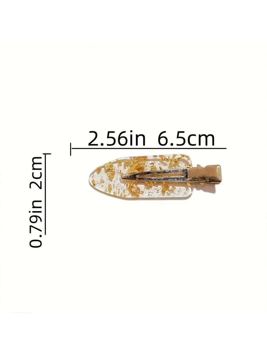 2pcs Women Gorgeous Golden Glitter Hair Clips for Women Barrette Styling Hair