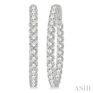 4 Ctw Inside-Out Round Cut Diamond Oval Shape Hoop Earrings in 14K White Gold