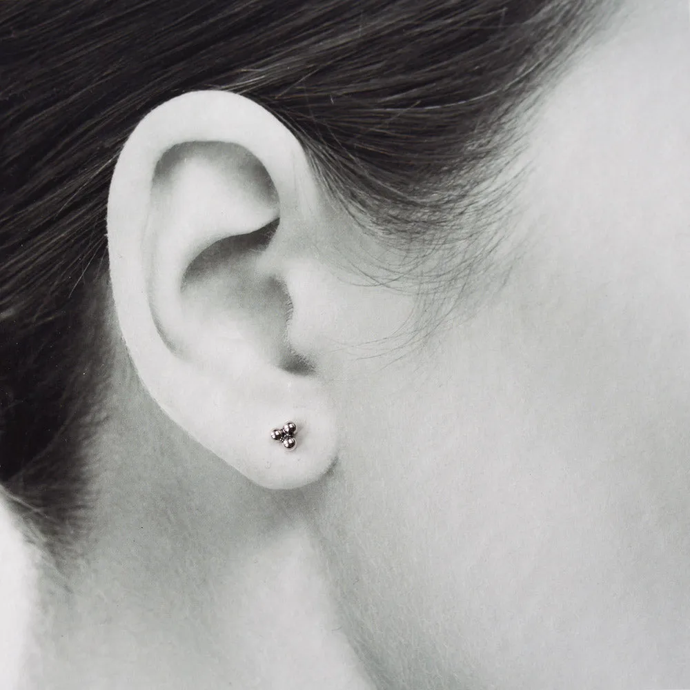 4mm Sterling Silver Stud Earrings, Three Balls