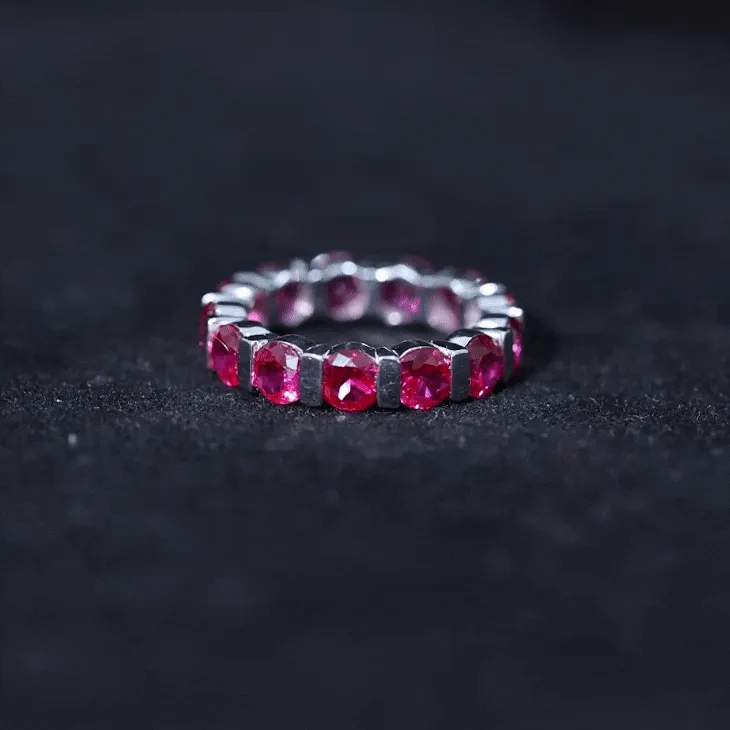 6.5 CT Bar Set Created Ruby Full Eternity Ring