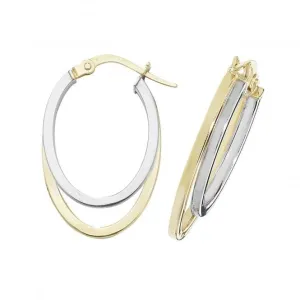 9ct Gold Oval Double Hoop Earrings ER1013