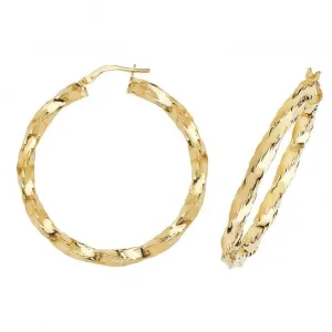 9ct Yellow Gold Hoop Earrings 35mm ER137N