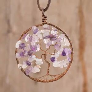 Amethyst Gemstone Tree Pendant Necklace from Costa Rica - Amethyst Tree of Life | NOVICA