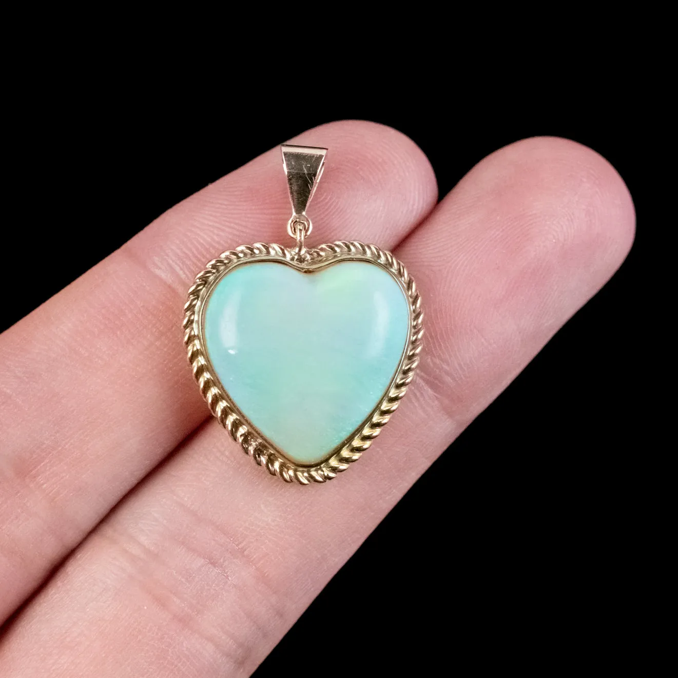 Antique Victorian Opal Heart Pendant 15ct Opal Circa 1900