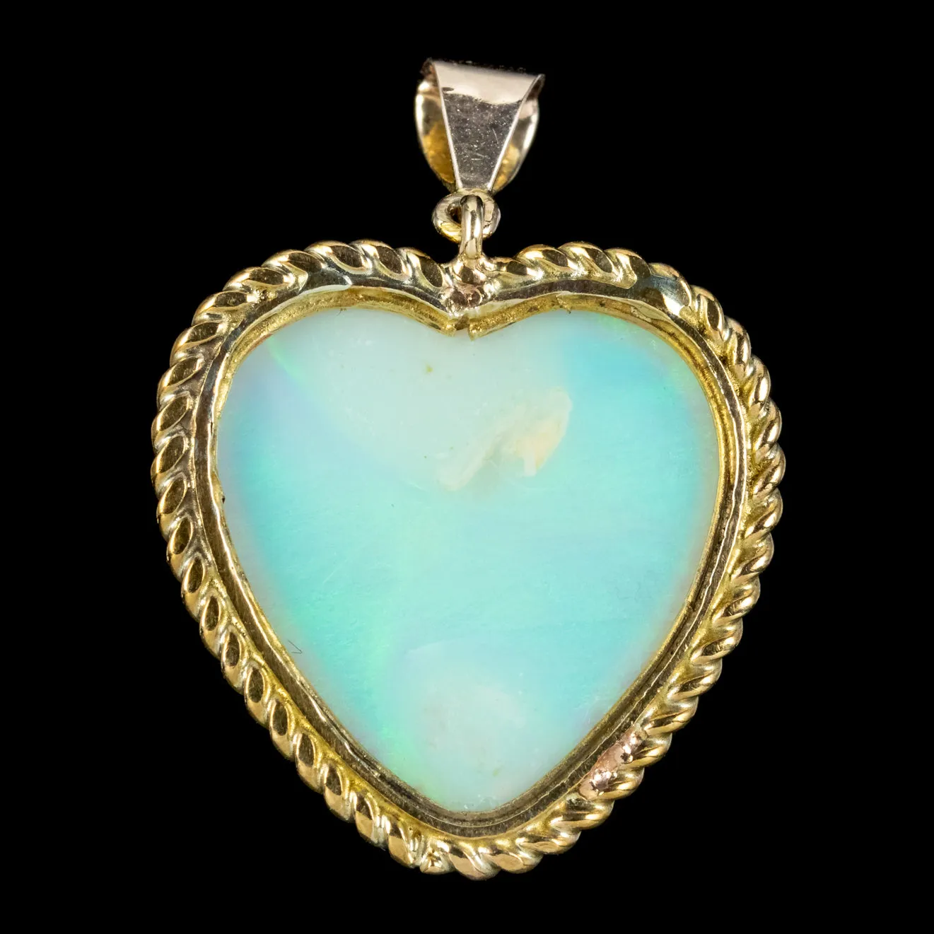 Antique Victorian Opal Heart Pendant 15ct Opal Circa 1900