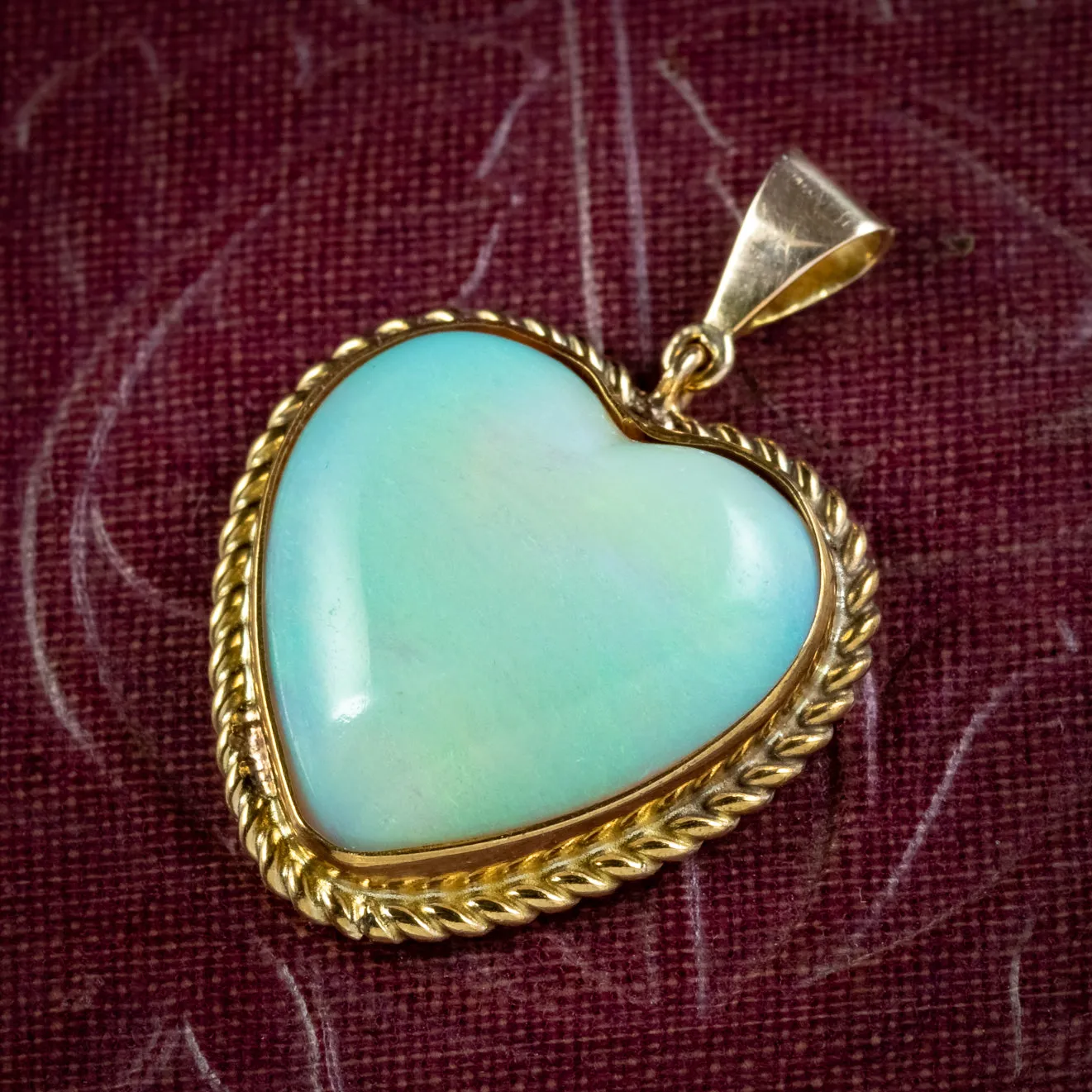 Antique Victorian Opal Heart Pendant 15ct Opal Circa 1900