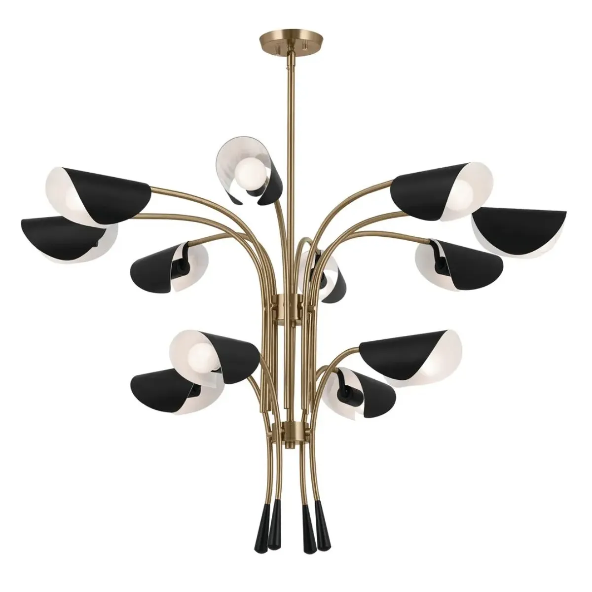 Arcus 46 in. 12 Lights Chandelier Champagne Bronze Finish with Black shade