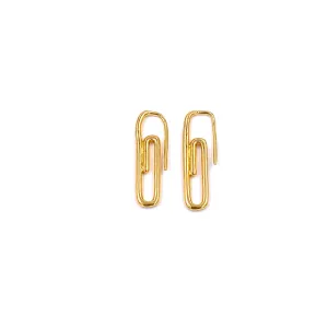 Ashley Gold Stainless Steel Gold Plated Paper Clip Earrings