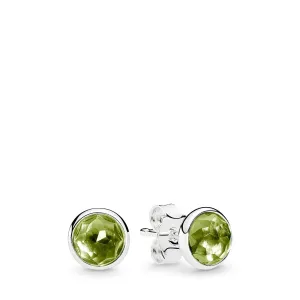 August birthstone silver stud earrings with peridot