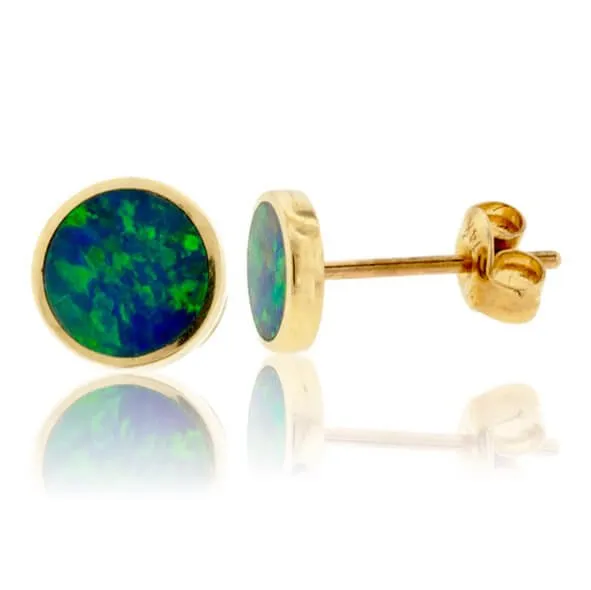 Australian Opal Button Stud Earrings