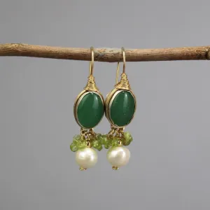 Aventurine Peridot Pearl Ronit Earrings