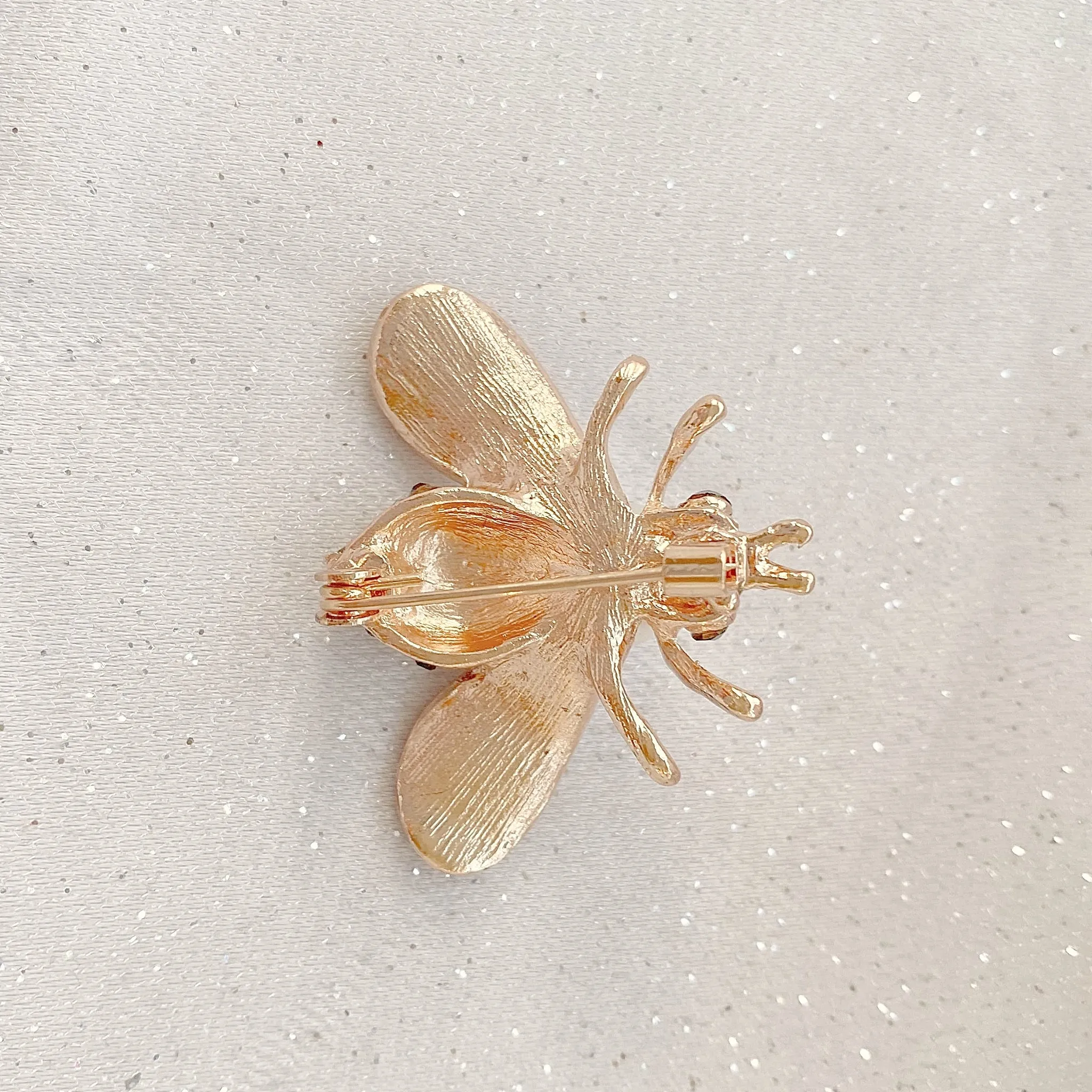 Bee Brooch Gold Pearl Pin Crystal