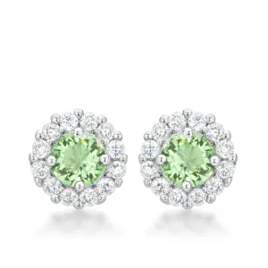 Belle Peridot Green Halo Stud Earrings | 2ct