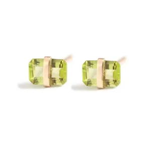 Bezel-Wrapped Peridot Stud Earrings