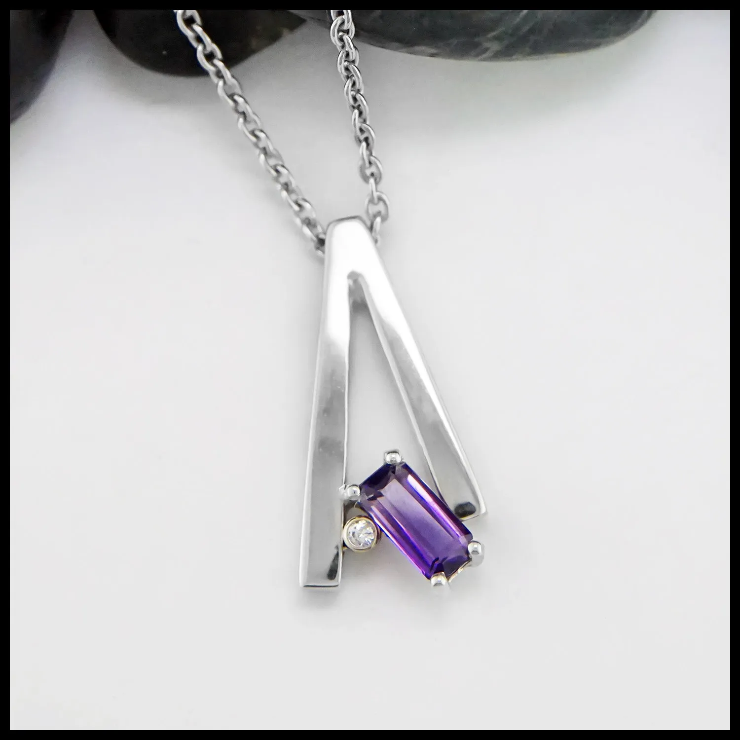 Bi-Colored Amethyst and Diamond Pendant